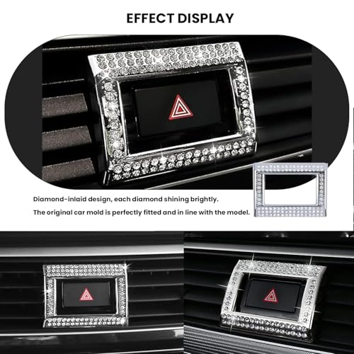 Bling Hazard Warning Button Cover Sticker Compatible with Honda 10th gen Honda Civic/Accord (2018-2022) Zinc Alloy Crystal Warning Light Decal - color: Warning Light Sticker