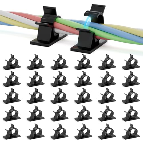 Viaky 30Pcs Black Wire Clips Self Adhesive Cables Clamps Adjustable Cable Organizer Cord Holder for RV, Car, Workshop, Electrical Ethernet, Audio Cables - color: black, size: for 0-0.5'' cable