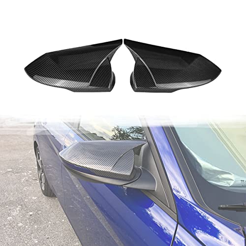 Mirror Cap Covers Ox Horn Style Compatible with Hyundai Elantra 2021-2023,Add-on Type Side Mirror Cover Cow Horn Look (Carbon Fiber Pattern) Car Accessories