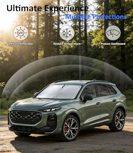 Windshield Sun Shade for Audi Q3 2019-2026, Car Front Window Sunshade with 240T Sun Visor Protector Blocks UV Rays Heat Sun Shield Accessories - size: For | Audi Q3 2019-2026