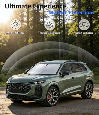 Windshield Sun Shade for Audi Q3 2019-2026, Car Front Window Sunshade with 240T Sun Visor Protector Blocks UV Rays Heat Sun Shield Accessories - size: For | Audi Q3 2019-2026