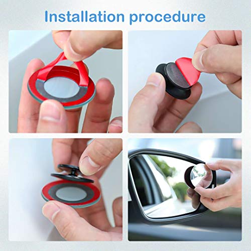 CUNCUI 2pcs Blind Spot Mirror, 360 Degree Adjustabe HD Glass, 2" Round HD Glass Convex Rear View Mirror, for any Car, Van, Suv and Trucks. - size: 1.97in(Round)
