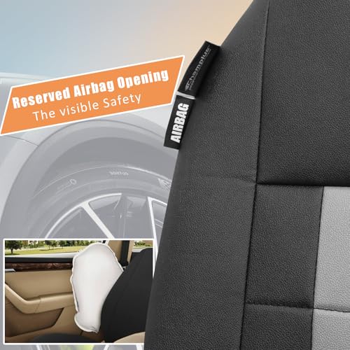 Champlus Car Seat Covers, Premium Leather Ultra Comfort and Thick 2 Front Seat Covers Racing Design, Universal Fit Automotive Sedan Cars, SUVs, Trucks, Mini Vans, Airbag Compatible, Easy to Install - color: Gray