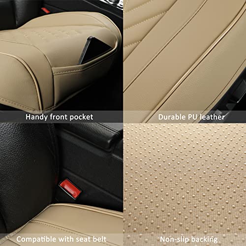 GIANT PANDA 1pack Front Car Seat Cover Bottom Seat Cover, PU Leather Driver Car Seat Protector Fits 95% of Vehicles, Wrapping Around The Bottom (Beige) - color: Front Seat Beige, size: 1 Piece Standard Size