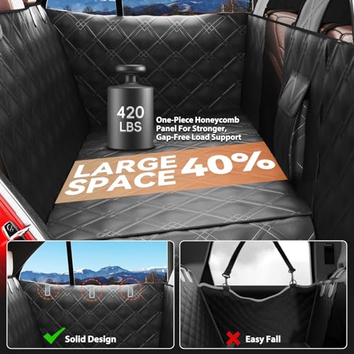 Surfcabin Back Seat Extender for Dogs – Waterproof Dog Seat Cover for Back Seat with Door Protection, Easy to Use and Clean, Hard Bottom, Holds 420 lbs Dog Hammock for Cars, SUVs & Small-Size Trucks - size: Fit for Car and SUV Small Trucks