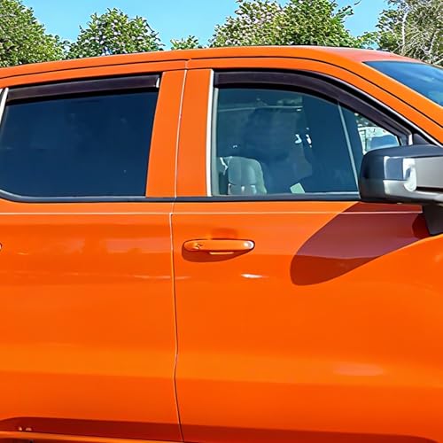 in-Channel Window Rain Guards Window Visors Vent Deflectors Compatible with 2019-2026 Silverado 1500 & Sierra 1500 Crew Cab, Wind Deflector Smoke 4PCS - size: For Silverado/Sierra 1500 Crew Cab