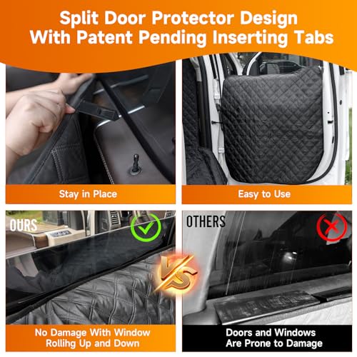 XL Dog Truck Seat Cover with Car Door Protector, for Trucks with Flip Up Rear Seats, Waterproof Full Coverage Dog Seat Cover for Full Size Crew Cab Trucks F150 F250