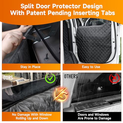XL Dog Truck Seat Cover with Car Door Protector, for Trucks with Flip Up Rear Seats, Waterproof Full Coverage Dog Seat Cover for Full Size Crew Cab Trucks F150 F250