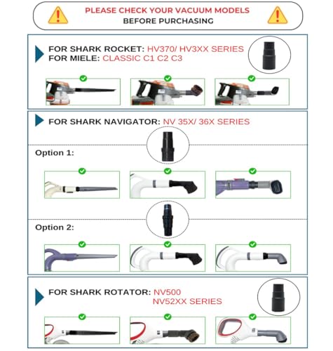 For Shark Vacuum Cleaner Accessories Replacement Kit | Household Cleaning Set with Crevice Tool, Dust Brushes & Vacuum Hose Adapters | 35MM Vacuum Attachments & Brushes - style: Replacement Attachment Kit