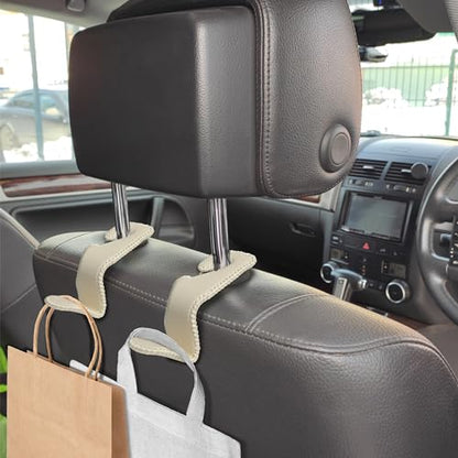 BFXM 2Pcs Car Seat Headrest Hooks, Back Seat Purse Leather Hanger Holder Hook, Magnetic Storage Organizer for Purses Handbag Grocery Bags Coats - color: 2pcs white