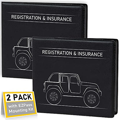 CANOPUS Car Registration and Insurance Holder, Car Document Holder, Vehicle Registration and Insurance Card Holder, Wallet for Auto, Trailer, Motorcycle, Truck, Vehicle Paperwork Organizer (2 Pack) - size: Jeep