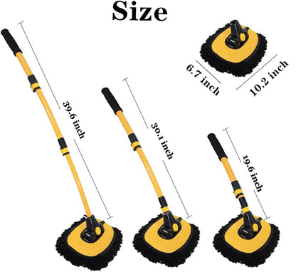 BMLEI Car Wash Brush with Long Handle, Microfiber Towels Car Wash Kit Cleaning Supplies, Car Wash Mop Mitt with 2 Replacement Head , Extension Pole Car Brush Cleaning Kit for Cars Trucks - color: Yellow Mop With Black Washing Cloth