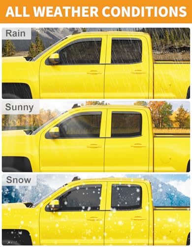 in-Channel Window Rain Guards Fit for Chevrolet(Chevy) Silverado/GMC Sierra Double Cab 2014-2018 Rain Guards Extra Durable Window Deflectors Visors Truck Vent Visors Shades Car Accessories - size: Fit for 2014-2018 Silverado/GMC Sierra Double Cab