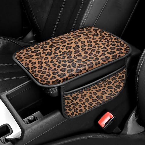 Auto Center Console Pad PU Leather Car Armrest Seat Box Cover Protector Universal Fit (Brown) - color: Brown