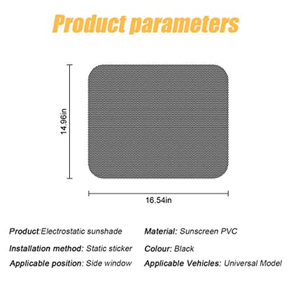 Car Side Window Sunshade, 4 PCS Static Cling Films Stickers Sun Shade UV Rays Privacy Protector, Reuseable Washable Sun Shade for Most Cars, Vhicles, SUV