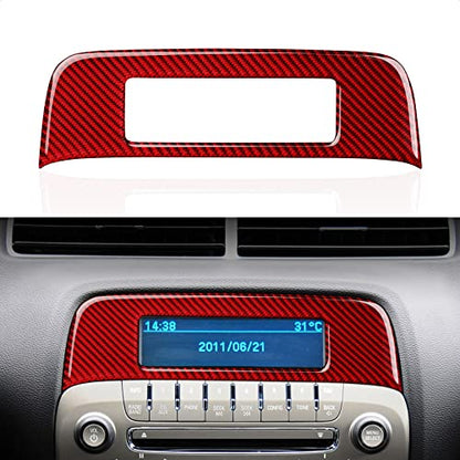 Car Central Console CD Panel Sticker Carbon Fiber Decal Interior Trim for Chevrolet Camaro 2010 2011 2012 2013 2014 2015 Accessories - color: Central Console CD Panel