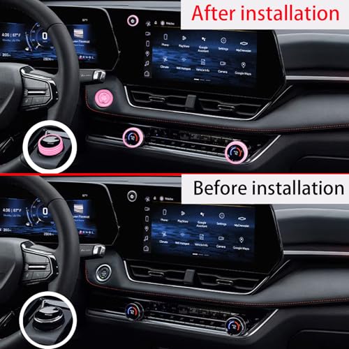 for 2025 2026 Chevrolet Equinox（No Equinox EV） Aluminum Interior Trim Accessories, Including air Conditioning Volume Controls, Shift Switch, and Starter knob Cover/Ring. (Pink) - color: pink
