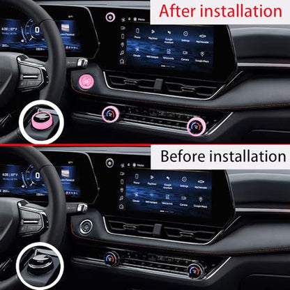 for 2025 2026 Chevrolet Equinox（No Equinox EV） Aluminum Interior Trim Accessories, Including air Conditioning Volume Controls, Shift Switch, and Starter knob Cover/Ring. (Pink) - color: pink