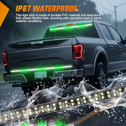 Nilight 60 Inch Truck Tailgate Strobe Light Strip Tail Emergency Bar Rear Window Warning Lamp Ultra-Bright Double Row 360 LED for Pickup Trailers Construction Vehicles Car SUV, Green White - color: 60" Tailgte Strobe Green White