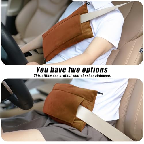 Super Soft Seatbelt Pillow, Seat Belt Pillow for Mastectomy Post-Surgery, Seat Belt Cushion for Heart Surgery Recovery, Hysterectomy Abdominal Incision Recovery Seatbelt (Pumpkin, Large) - color: Pumpkin