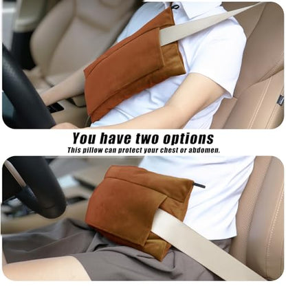 Super Soft Seatbelt Pillow, Seat Belt Pillow for Mastectomy Post-Surgery, Seat Belt Cushion for Heart Surgery Recovery, Hysterectomy Abdominal Incision Recovery Seatbelt (Pumpkin, Large) - color: Pumpkin