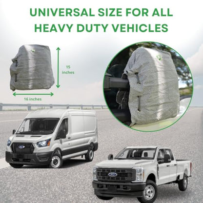 HD-MirrorLock for Heavy-Duty Trucks, Vehicle Side Mirror Covers Set, Anti-Theft Lock, UHMWPE, HPPE, 304 CRES Steel Mesh, Fits Most Pickup Trucks, Protection from Ice (16 x 14 x 6 Inches) - size: 16 X 14 X 6 Inches