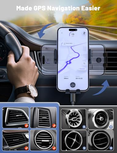Wireless Car Charger, MOKPR Auto-Clamping Car Mount 15W/10W/7.5W Fast Charging Air Vent Car Phone Mount Compatible with iPhone 15/14/13/13 Pro/12 Pro Max/12 pro/12/11/10 Series, Samsung Galaxy Series - color: Royal blue