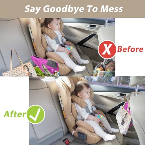 Purse Hook for Car, Purse Holder Car Headrest Hooks Leather for Hanging Purses and Bags, 2 Pack Beige - color: Beige