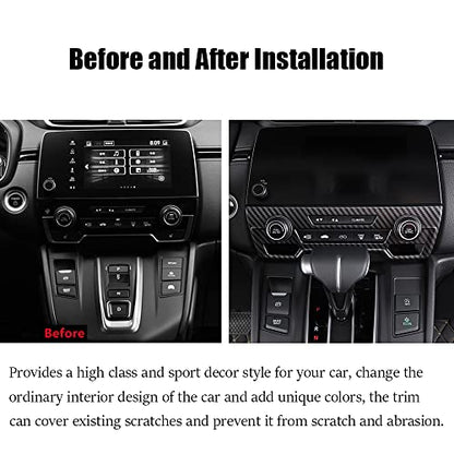 for CRV 2017-2021 Air Conditioning Knob Climate Control Module Panel ABS Carbon Fiber Grain Center Console CD Panel Cover Trim Sticker for Honda CRV 2017 2018 2019 2020 2021(Not Fit for LX) - color: Air Conditioning Knob Panel