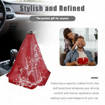 Automotive Shift Knob Dust Cover, Leather Construction, Shifter Boot Cover Replacement Part, Universal Fit for Manual/Automatic Transmissions Automotive Interior Accessories (Red) - color: Red