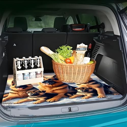 Universal Car Trunk Mat 29" x 39", Cute Dog Family All Weather Trunk Protection Cargo Liner, Durable Cargo Mat Rear Trunk Liner, Stylish Vehicle Interior Accessories Suitable for Most Car Models - color: Cute Dog Family