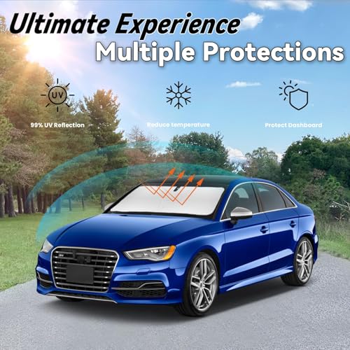 Windshield Sun Shade for Audi A3 2026 2025-2022, Car Front Window Sunshade with 240T Sun Visor Protector Blocks UV Rays Heat Sun Shield Accessories - size: For A3 2022-2026