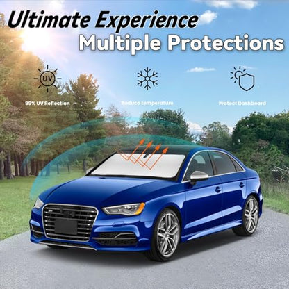 Windshield Sun Shade for Audi A3 2026 2025-2022, Car Front Window Sunshade with 240T Sun Visor Protector Blocks UV Rays Heat Sun Shield Accessories - size: For A3 2022-2026