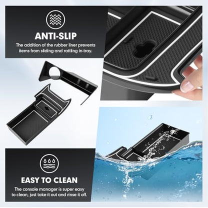 Autorder 2PCS Center Console Organizer for 2021-2024 Toyota Venza Accessories Armrest Storage Box Secondary Insert Tray Center Console Armrest Tray with Nonslip Mats - size: 2021-2024 Toyota Venza 2PCS