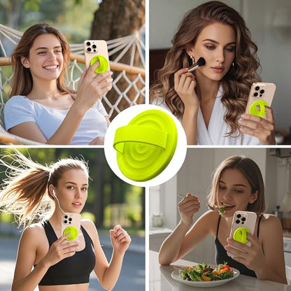 Magnetic Phone Grip Ring Holder, Liquid Silicone Magnet Cell Phone Grip Finger Loop, Compatible with Magsafe, Back of Phone for iPhone 17/16/15/14/13/12 Series, Neon Yellow - color: Neon Yellow
