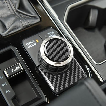 NVCNX Real Premium Carbon Fiber for Toyota Tundra 2022-2026 / Sequoia 2023-2026 2024 2025 Car Center Console Drive Mode Knob Cover Interior Trim Accessories Thick Overlay Sticker Decal 2PCs - color: Center Console Drive Mode Knob Trim