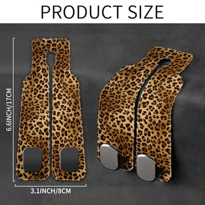 1 Pack Car Seat Headrest Hooks for Purses and Bags Abstract Brown and Black Leopard Bag Purse Holder for Car with Double Metal Hooks Car Purse Hanger Hanging Accessories - color: Abstract Brown and Black Leopard