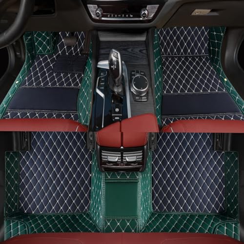 Custom Personalized Floor Mats for Cars，Luxury Full Coverage All Weather Car Floor Mats，Anti-Slip Leather Car Mat Set ，Custom Floor Mats for 99% of Cars, Trucks & SUVs (3D Green and Black) - color: 3D green and black