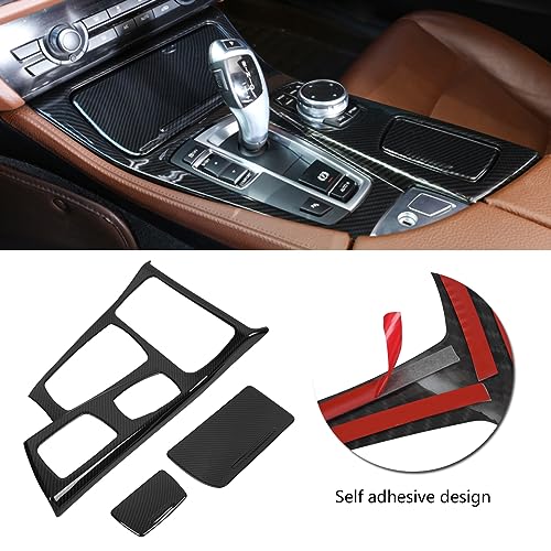 Carbon Pattern Gear Shift Panel Cover Trim, Car Interior Center Console Upgrade Compatible with 5 Series F10 2011-2016, Dashboard Accessory