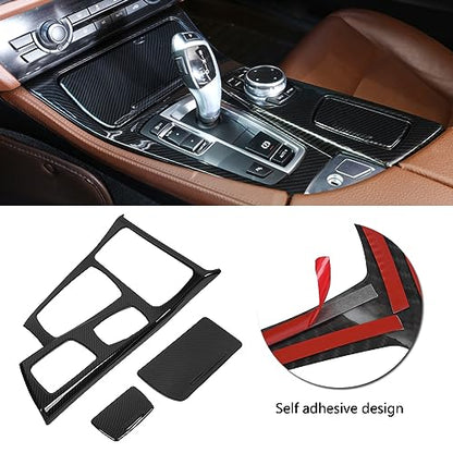 Carbon Pattern Gear Shift Panel Cover Trim, Car Interior Center Console Upgrade Compatible with 5 Series F10 2011-2016, Dashboard Accessory