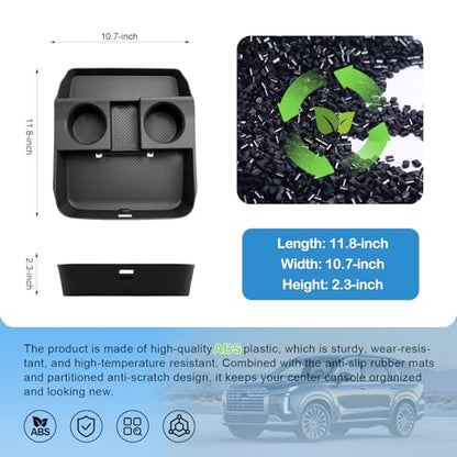 2026 Palisade Center Console Organizer Lower for Hyundai Palisade (Only fit 7-Seater), Durable ABS Plastic Console Tray Insert/with Water Bottle Holder 2026 Palisade Accessories - color: Black (1pcs Lower)