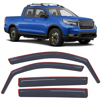 Nilight in Channel Rain Guard for Honda Ridgeline 2017 2018 2019 2020 2021 2022 2023 2024 2025 2026, Inside Mount Window Deflectors for Cars, Light Smoky Blue, 4PCS - color: Honda Ridgeline 2017-2026