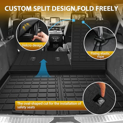 Powerty Floor Mats for 2021-2025 2026 Chevrolet Chevy Tahoe/GMC Yukon 7 Passenger Car Mats, All Weather TPE Custom Cargo Liner Seat Back Covers Protectors Full Set Car Accessories (Not for Yukon XL) - size: 2)Chevy Tahoe/GMC Yukon 7Seater｜21-26｜Full Set