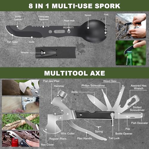 Gifts for Men Christmas Dad, Survival Kit, 150 PCS Survival Gear and Supplies Equipment with Trauma Bag, Molle Pouch Emergency Kit for Outdoor Camping, Hunting, Car, Home, Earthquake, Adventures - color: Green