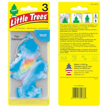 LITTLE TREES Car Air Freshener | Hanging Tree Provides Long Lasting Scent for Auto and Home | 24 Air Fresheners |Fire Rainbow - color: Fire Rainbow