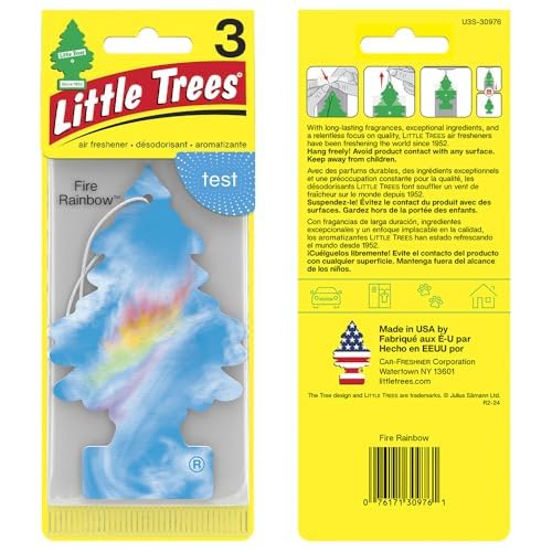 LITTLE TREES Car Air Freshener | Hanging Tree Provides Long Lasting Scent for Auto and Home | 24 Air Fresheners |Fire Rainbow - color: Fire Rainbow