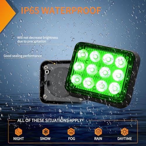 Nilight 12LED Magnetic Wireless Trailer Lights 2PCS Rechargeable Portable Hazard Beacon Warning Light Green Emergency Strobe Light for Trucks Trailers Vehicles Cars Bus Surface Mount - color: 12LED Green