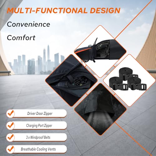 10-Layer Compatible with Tesla Model 3 Car Cover Waterproof All Weather for Automobiles, Outdoor Full Cover Soft Cotton Lining with Door Zipper, Fit for Model 3 2017-2025 - size: Custom Fit for Model 3