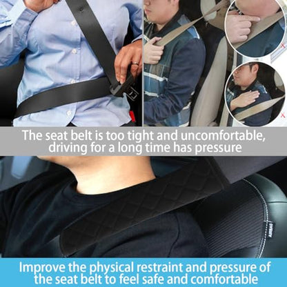 JOYCOURT 2PCS Universal Car Seatbelt Pad Cover, Long Crystal Velvet Shoulder Cover Kit for Adults and Children, Helps Avoid Friction on Shoulder and Neck, Fits All Cars and Packs - color: Black