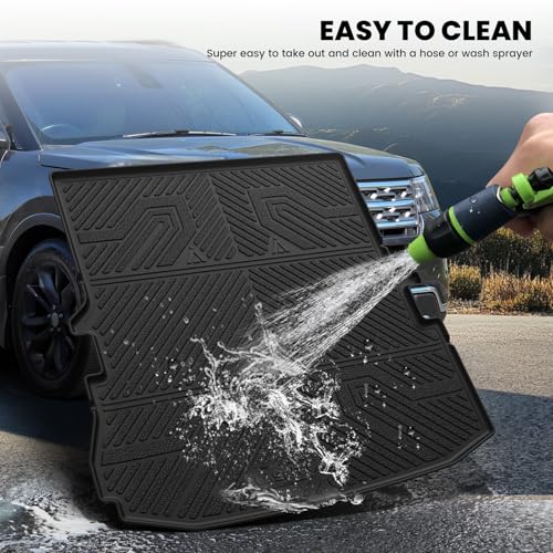 LASFIT Trunk & Backrest Mat for Ford Explorer 2011-2019, Custom Fit All Weather Protector TPE One-Piece Design Easy Installation Trunk with Seatback Mat, 1pc Black - style: 3) Explorer 6&7 Seats| 11-19 | Cargo&Seatback